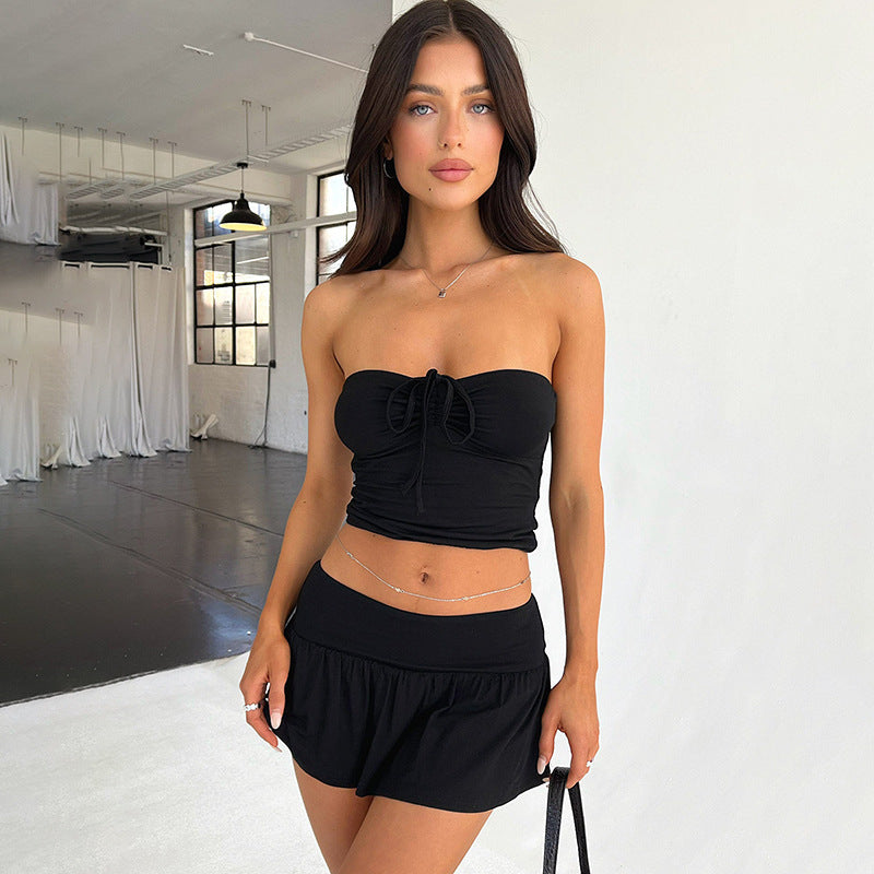 “Summer Muse” Ruched Tube Top & Mini Skirt Set