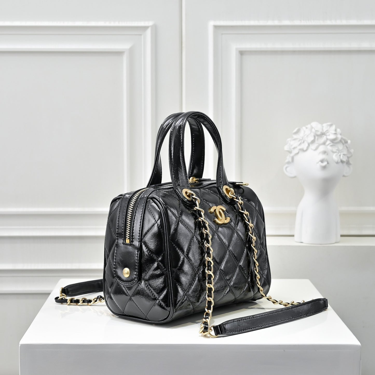 Small Bowling Bag In Black & Gold