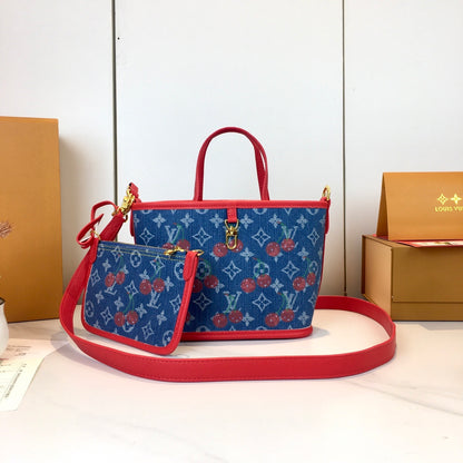 Cherry Neverfull Monogram Handbag & Pouch