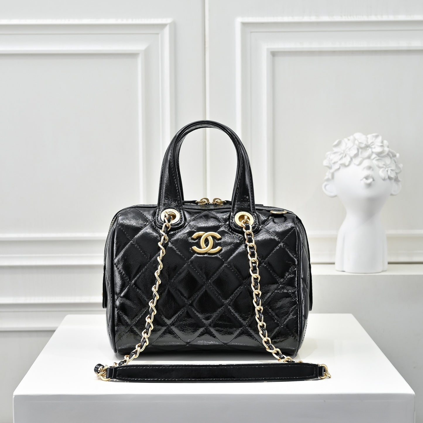 Small Bowling Bag In Black & Gold