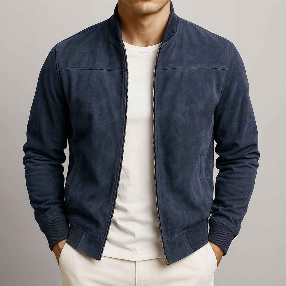 Comfortable suede jacket for a timeless look in autumn
