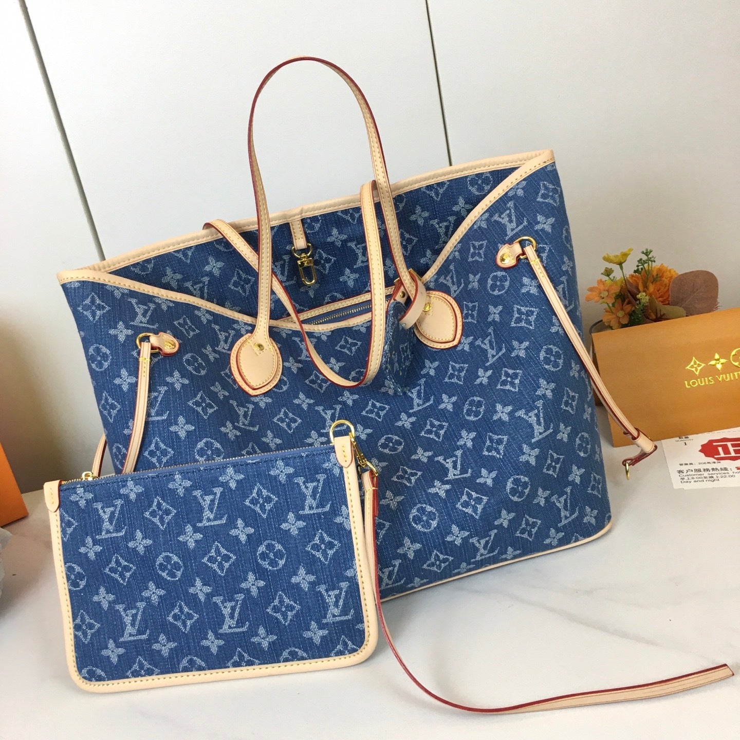 Neverfull MM Monogram Denim Bag & Pouch