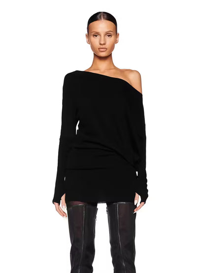 Hannah Off-Shoulder Asymmetrical One-Shoulder Long Sleeve Mini Dress