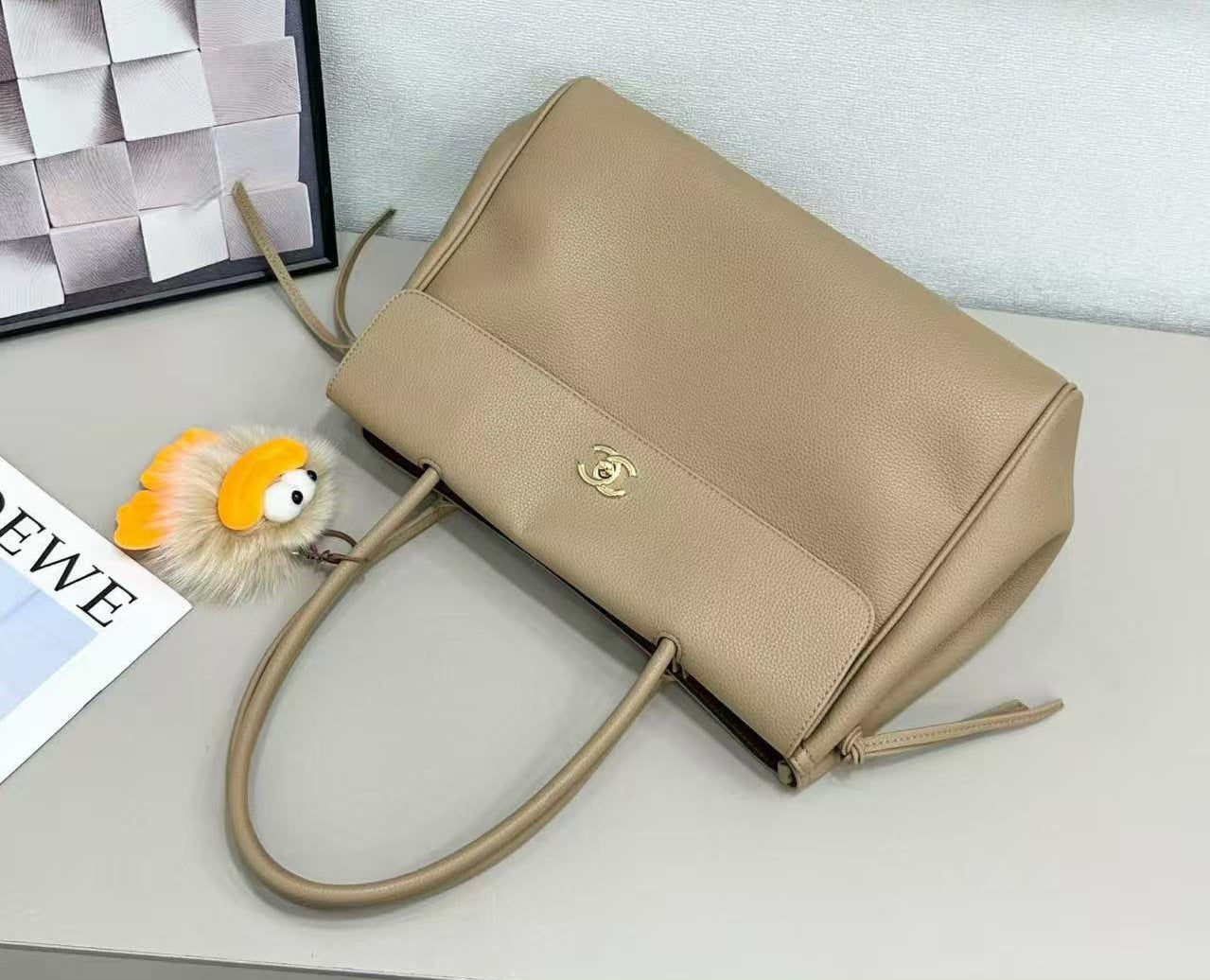 Gold Tone Large Shopping Bag