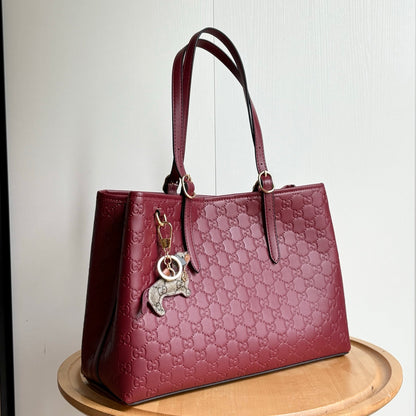 GG Calfskin Embossed Calfskin Large Tote Bag Rose