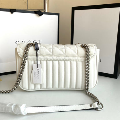 GG Marmont Flap Crossbody White Bag