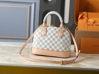 Damier Azur (White Checkered) Canvas with Natural Leather Trim