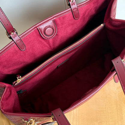 GG Calfskin Embossed Calfskin Large Tote Bag Rose