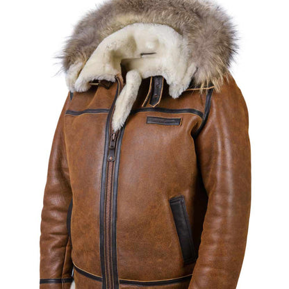 Aron™ | Bomber Jacket with Faux Fur Hood