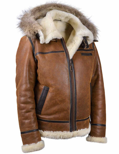 Aron™ | Bomber Jacket with Faux Fur Hood