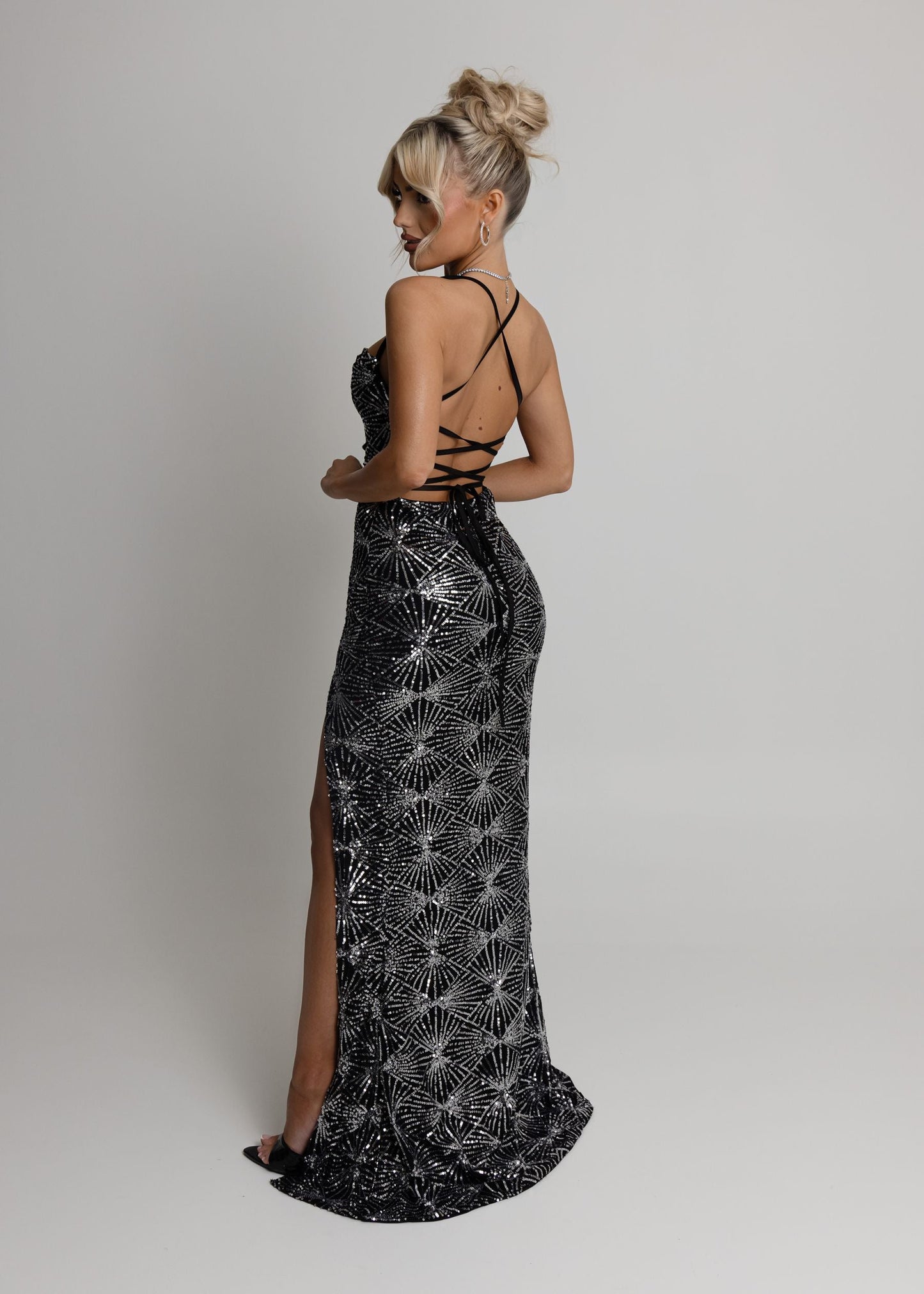 Counting Stars Sequin Gown - Black