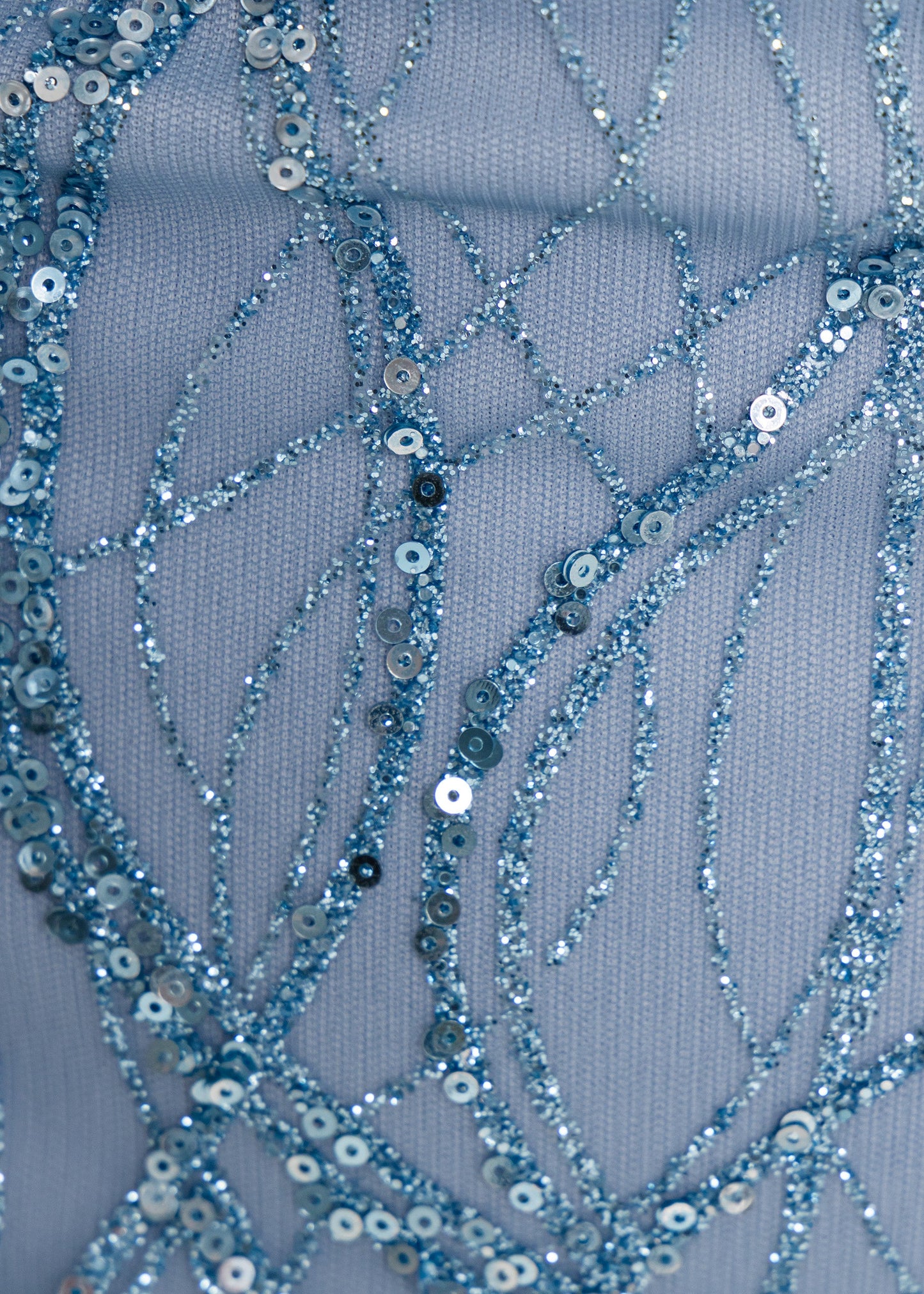 Electric Energy Glitter Feather Mini Dress - Blue