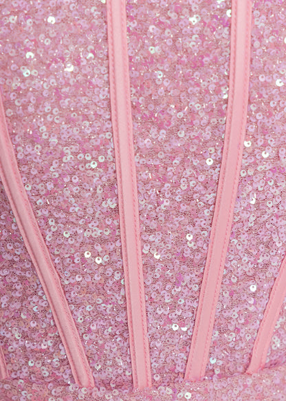 Endless Serenade Sequin Drape Mini Dress - Pink