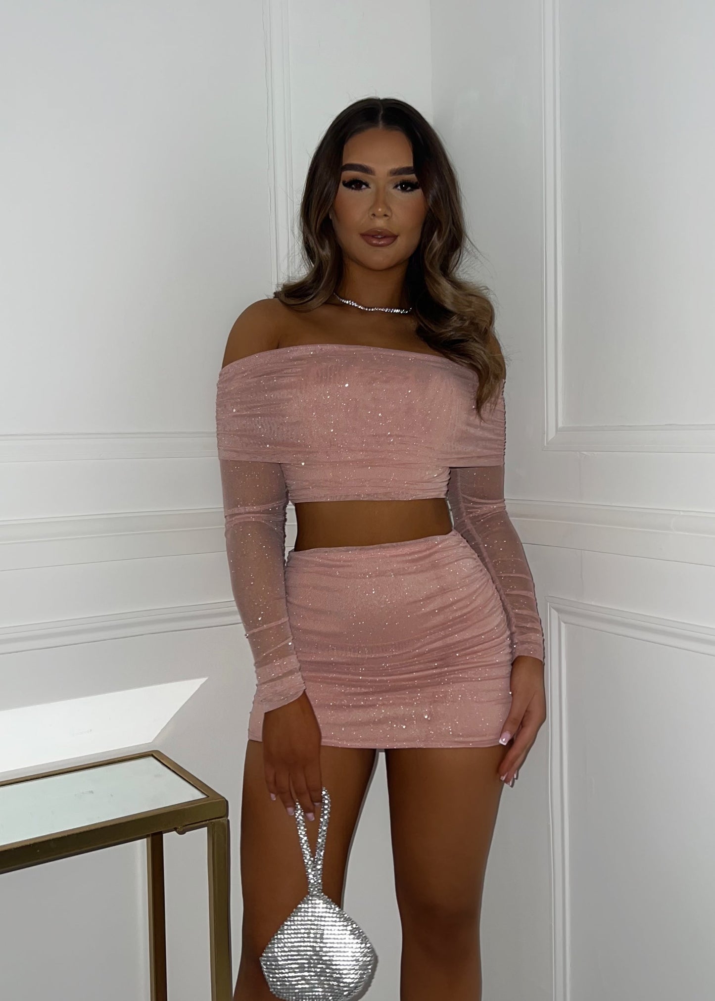 Cute Thing Glitter Bardot Two Piece - Pink
