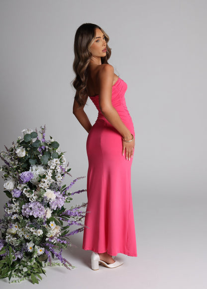 High Attraction Ruffle Maxi Dress - Pink