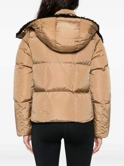 Faux-fur collar zip-up coat