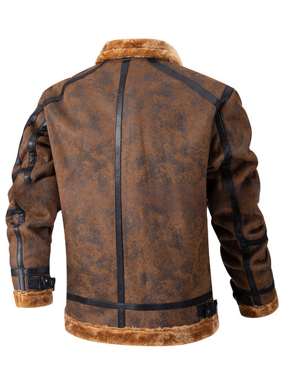 Maison Clément Paris | Warm Aviator Jacket in Distressed Leather with Faux Fur Lining