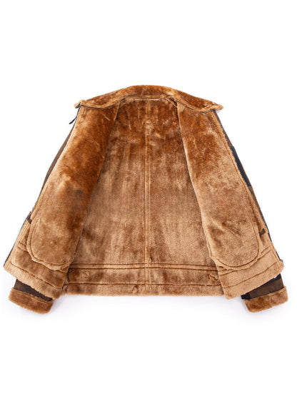 Maison Clément Paris | Warm Aviator Jacket in Distressed Leather with Faux Fur Lining