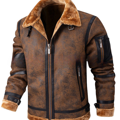 Maison Clément Paris | Warm Aviator Jacket in Distressed Leather with Faux Fur Lining