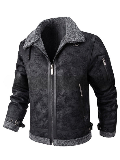 Maison Clément Paris | Warm Aviator Jacket in Distressed Leather with Faux Fur Lining