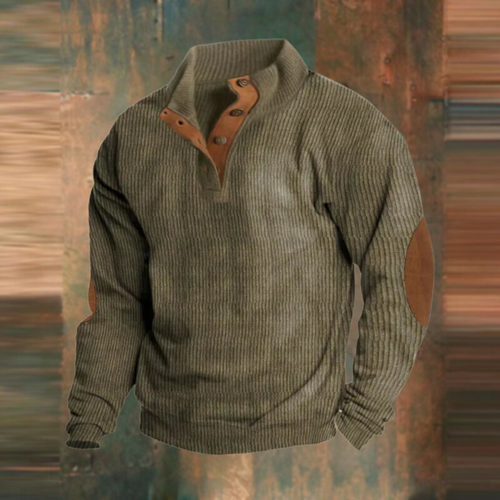 Casual Sweatshirt with Stand-Up Collar and Long Sleeves