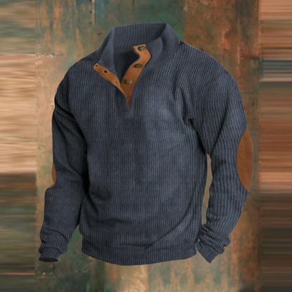 Casual Sweatshirt with Stand-Up Collar and Long Sleeves