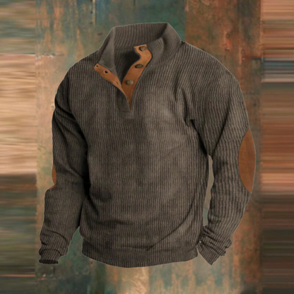 Casual Sweatshirt with Stand-Up Collar and Long Sleeves