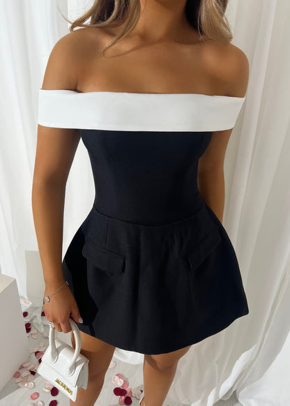 Resist Me Structured Mini Dress - Monochrome