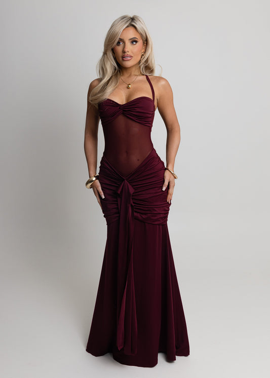 Timeless Passion Maxi Dress - Wine