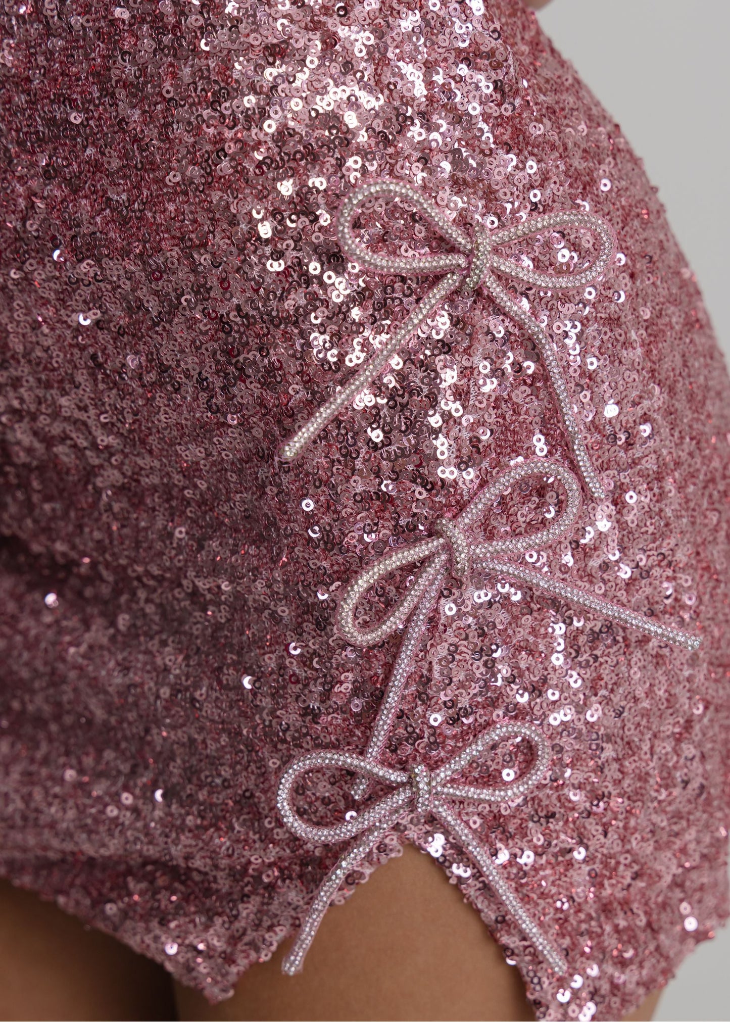 Unspoken Bond Sequin Bow Mini Dress - Pink