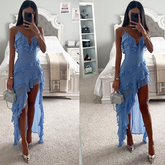 Celeste Cascade Ruffle Dress