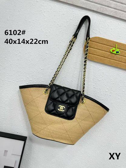 Woven Chain Shoulder Tote Bag