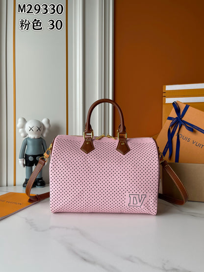 Boston Bag / Perforated Barrel Handbag