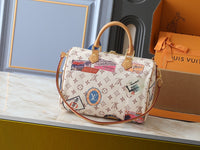 White Monogram with Travel Stamp Print