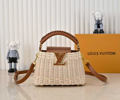 Rattan Calfskin Capucines Handbag