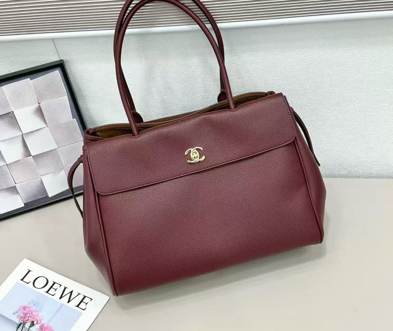 Gold Tone Large Shopping Bag
