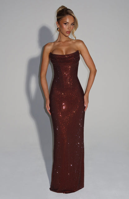 Mirabella Maxi Dress - Plum Brown