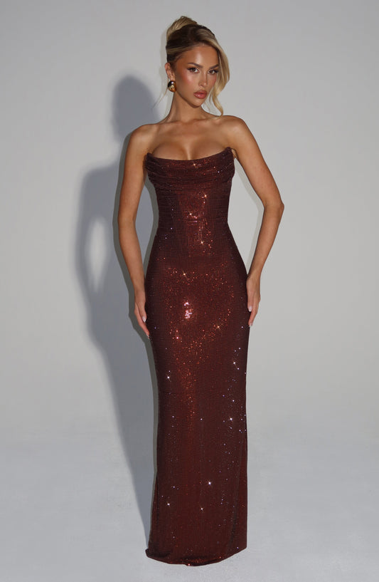 Mirabella Maxi Dress - Plum Brown