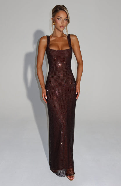 Petra Maxi Dress - Plum Brown