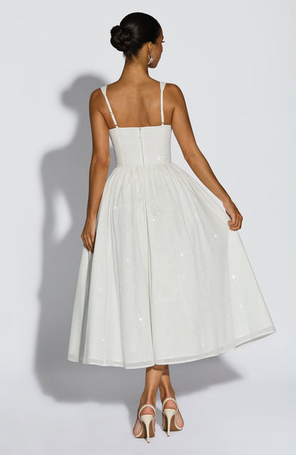 Vivienne Midi Dress - Ivory Sparkle