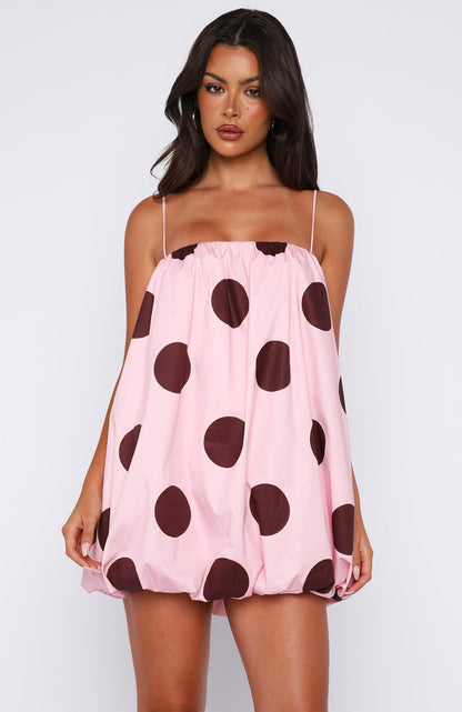 Gravity Lost Mini Dress Pink Polka Dot