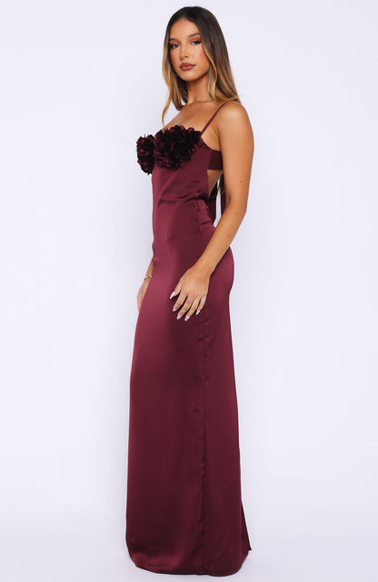 Sweet Petal Maxi Dress Burgundy